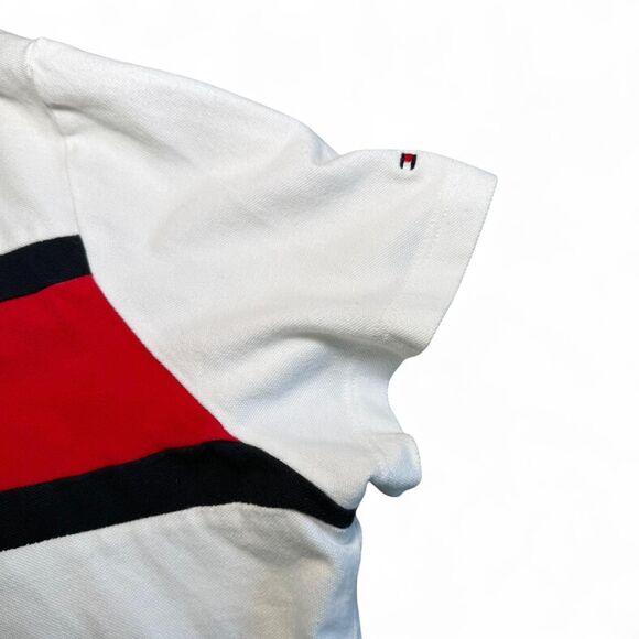 Tommy Hilfiger XXL Polo Shirt Quarter 1/4 Zip Stripe White Navy Red Sailing - Picture 6 of 9